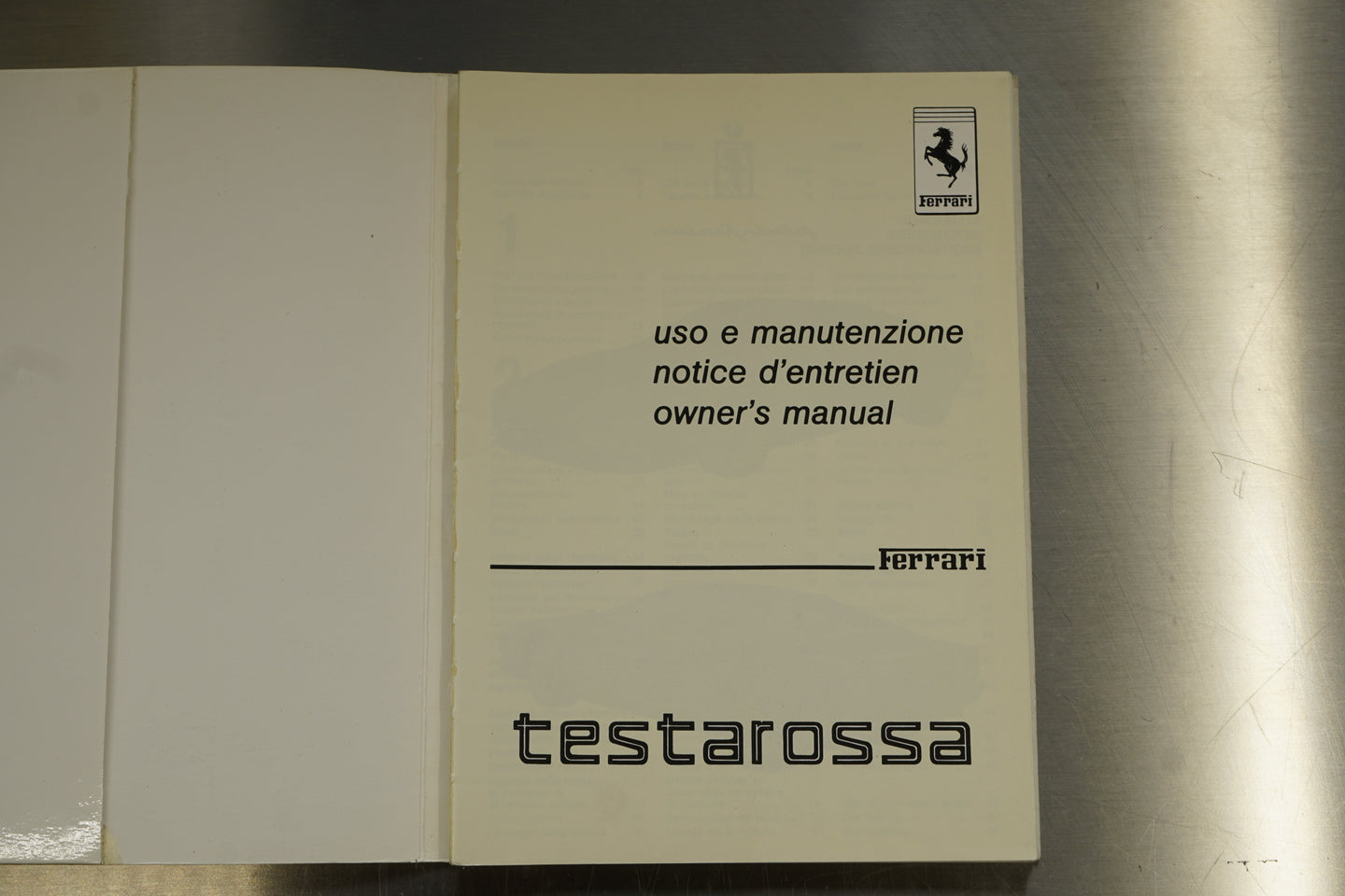 Ferrari Testarossa - Owner's Manual (Original) - 496/88