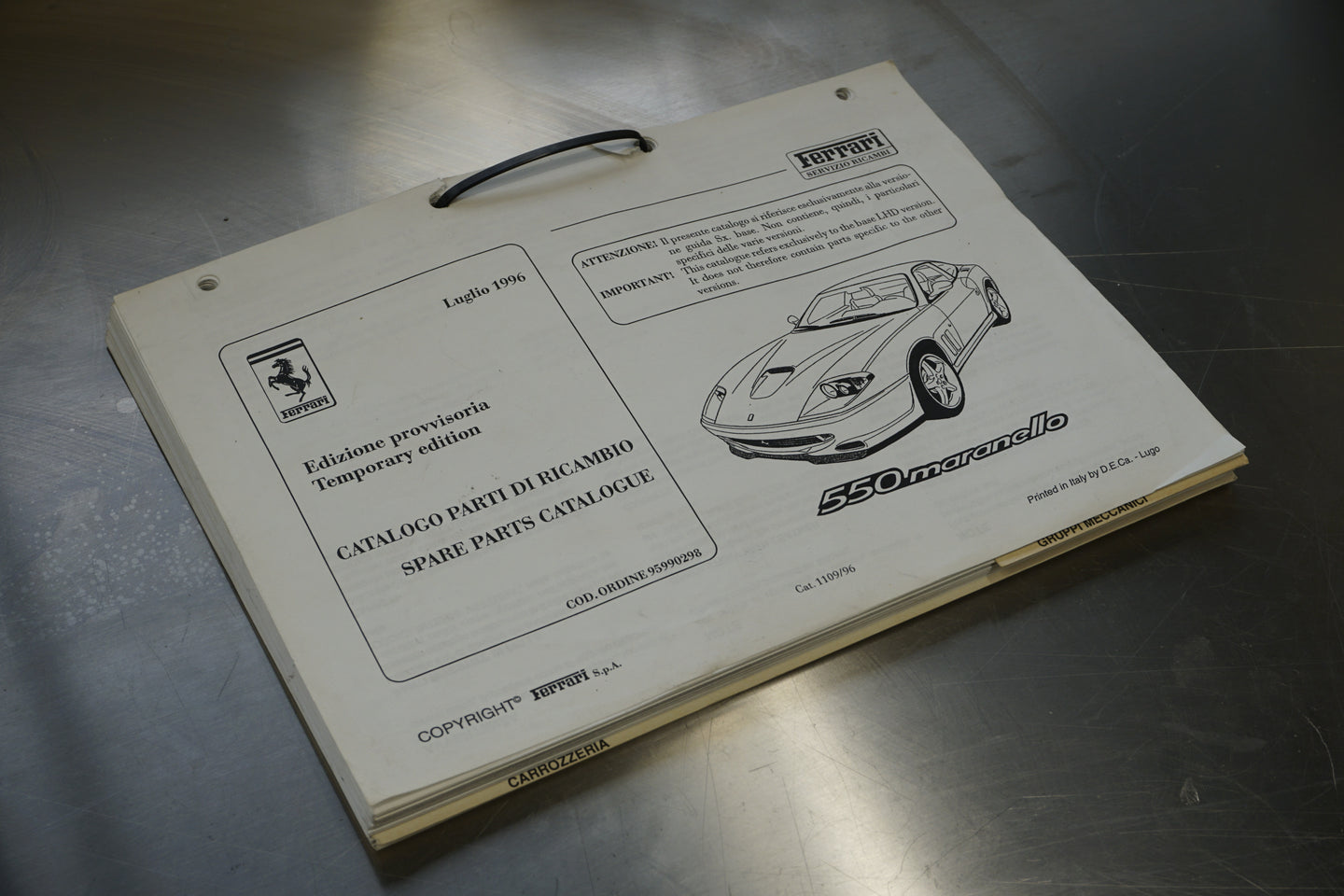 Ferrari 550 Maranello - Spare Parts Catalogue (Works Copy) - 1109/96