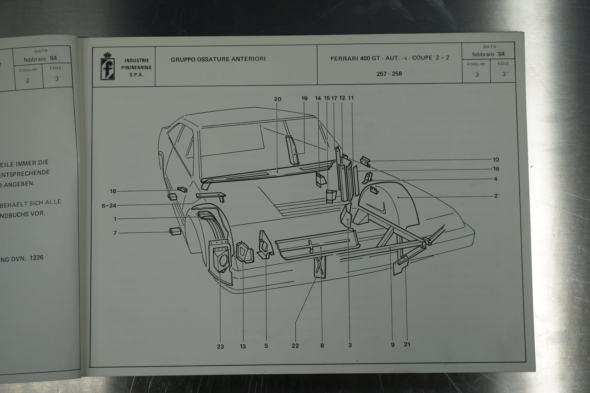 Ferrari 400 GT - Spare Parts Catalogue (Original) - 257/258