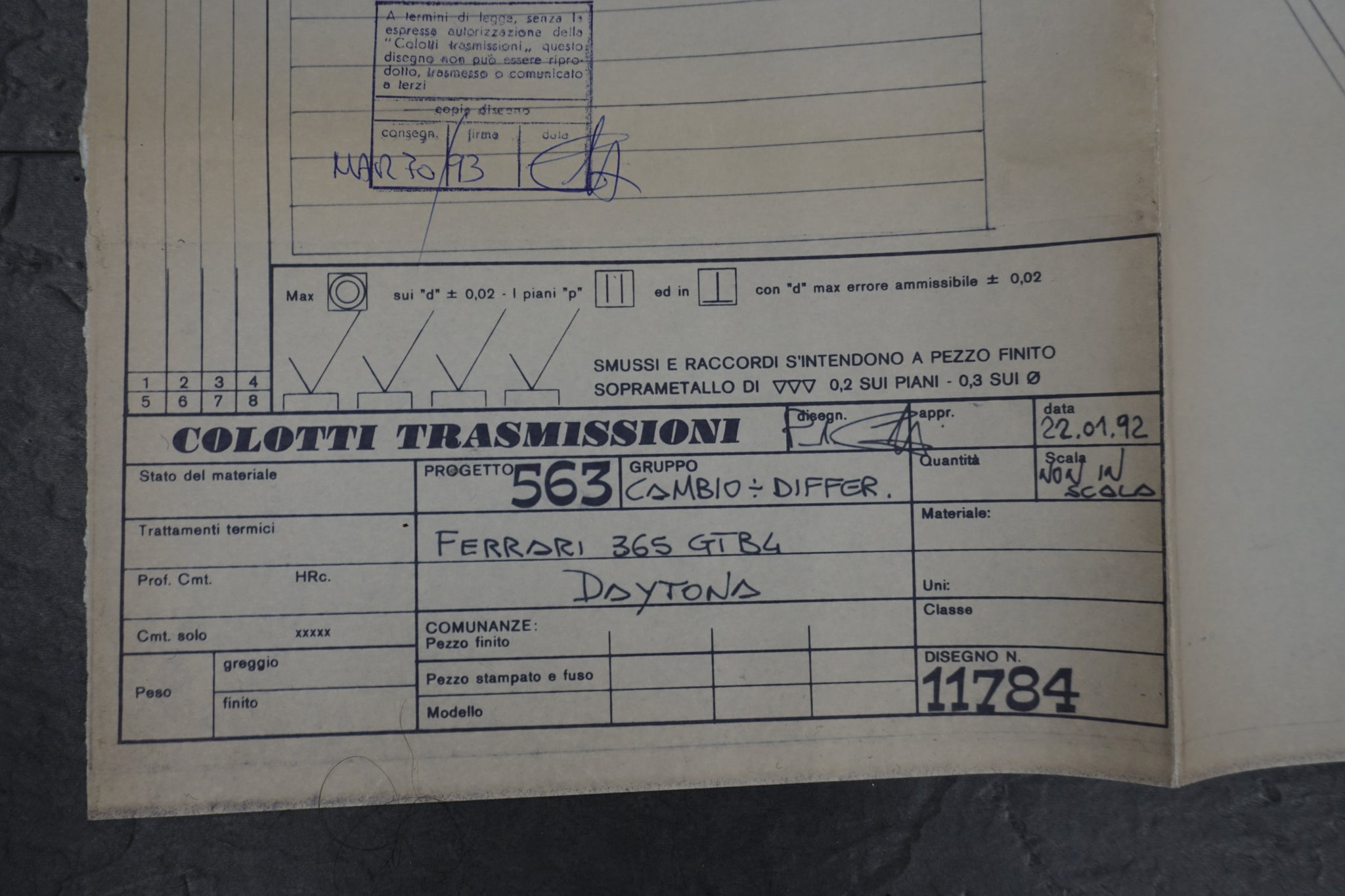 Ferrari 365 GTB/4 - Technical Drawing Gearbox (Original) - 11784